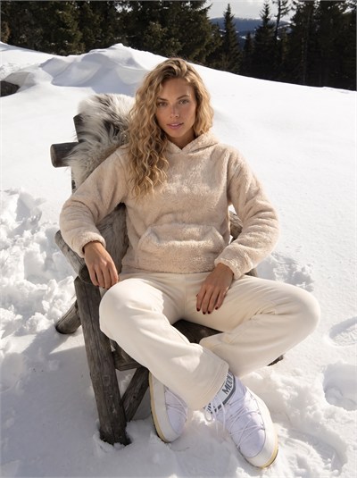 Bej Kapüşonlu Welsoft Sweatshirt