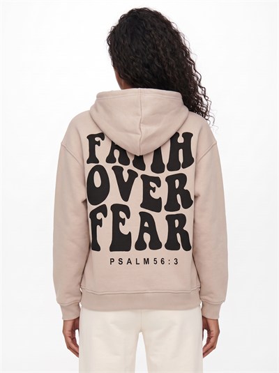 Bej Oversize Kapüşonlu Sweatshirt