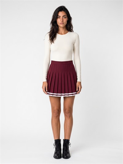 Bordo Pileli Kolej Mini Etek