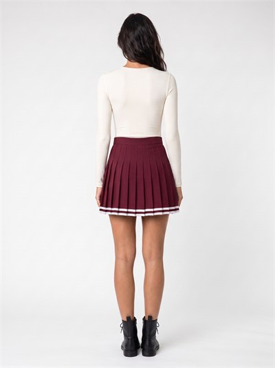 Bordo Pileli Kolej Mini Etek