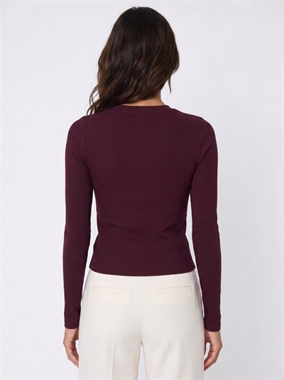 Bordo Taşlı Ottoman Bluz