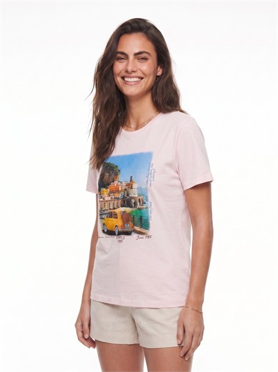 Toz Pembe İtalya Baskılı Tişört