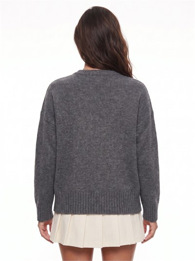 Antrasit Bisiklet Yaka Oversize Kazak