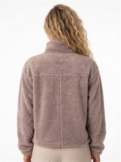 Kahverengi Nakışlı Welsoft Fermuarlı Sweatshirt