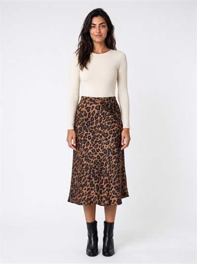 Leopar Midi Boy Saten Etek
