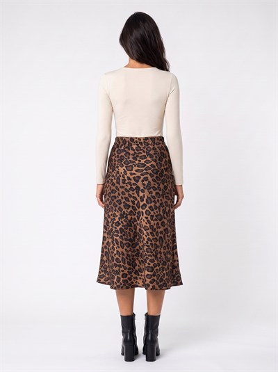 Leopar Midi Boy Saten Etek