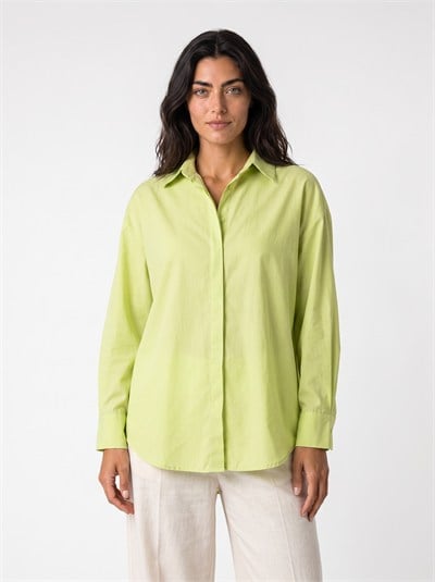 Lime Oversize Basic Gömlek