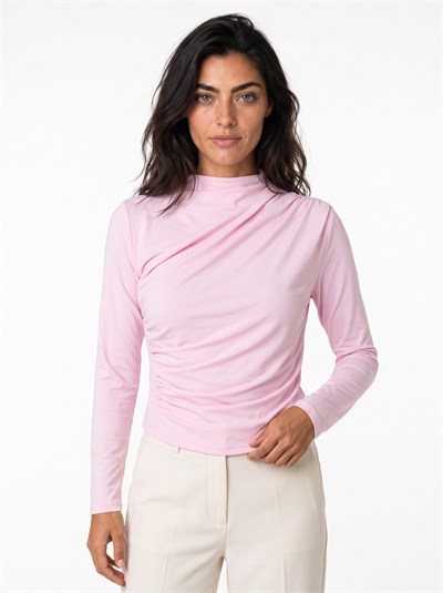 Pembe Yanları Büzgülü Bluz
