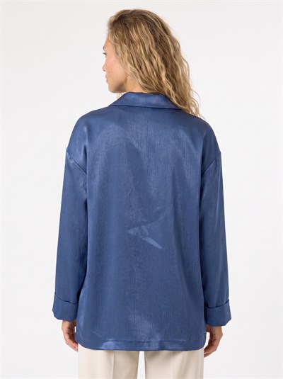 Saks Kruvaze Saten Oversize Ceket