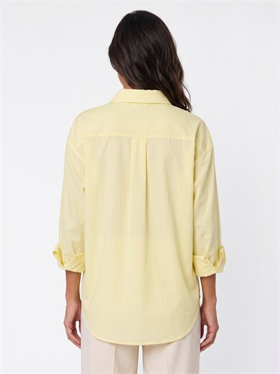 Sarı Oversize Basic Gömlek