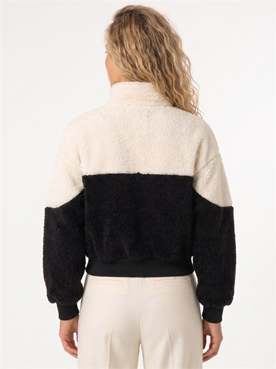 Siyah Fermuarlı Polar Sweatshirt