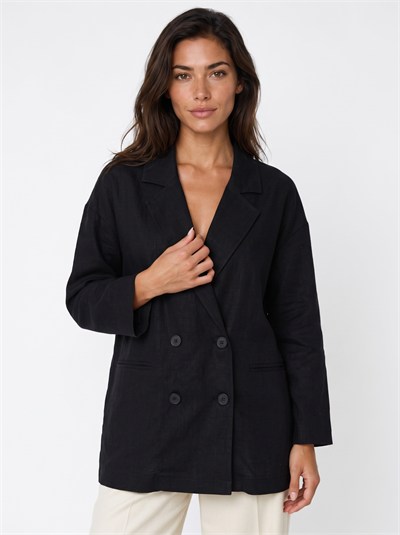 Siyah Kruvaze Oversize Blazer Ceket