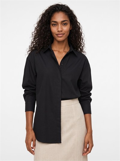 Siyah Oversize Basic Gömlek