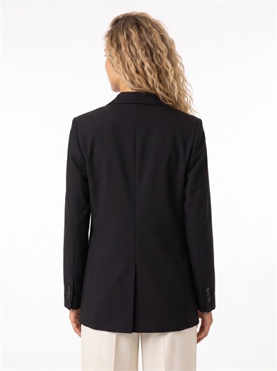 Siyah Oversize Düğmeli Blazer Ceket