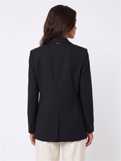 Siyah Oversize Düğmeli Blazer Ceket