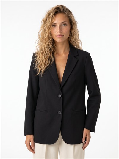 Siyah Oversize Düğmeli Blazer Ceket