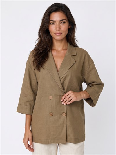 Vizon Kruvaze Oversize Blazer Ceket