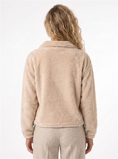Vizon Nakışlı Welsoft Fermuarlı Sweatshirt