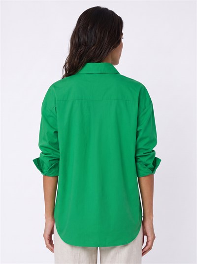 Yeşil Oversize Basic Gömlek