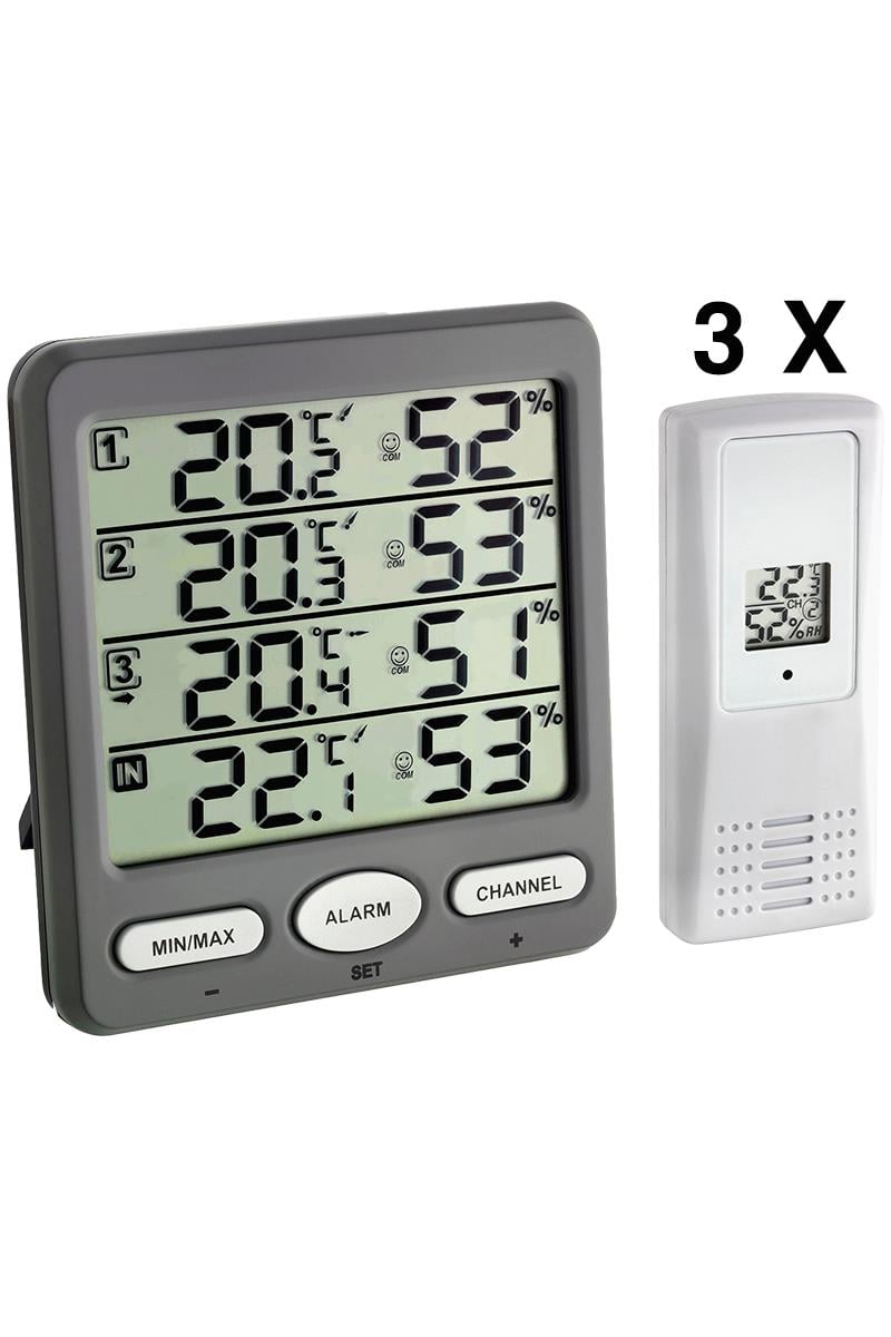 TFA 30.3054.10 'Klima-Monitor' 3 Sensörlü Kablosuz Sıcaklık ve Nem Ölçer