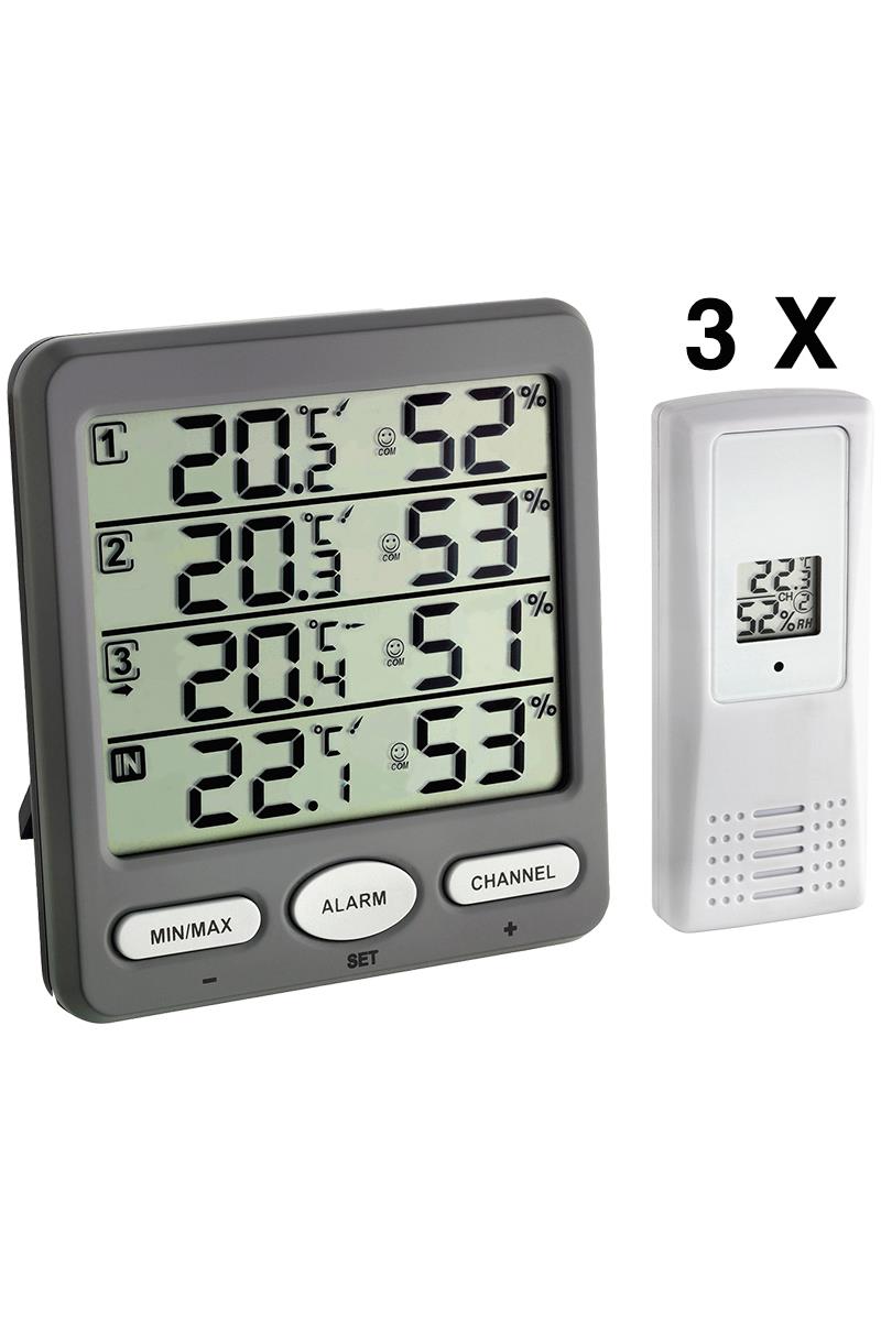 TFA 30.3054.10 'Klima-Monitor' 3 Sensörlü Kablosuz Sıcaklık ve Nem Ölçer