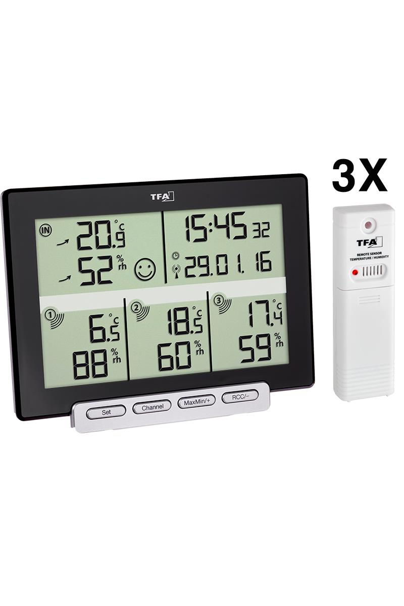 TFA 30.3057.01 Multi Sens 3 Sensörlü Kablosuz Sıcaklık ve Nem Ölçer