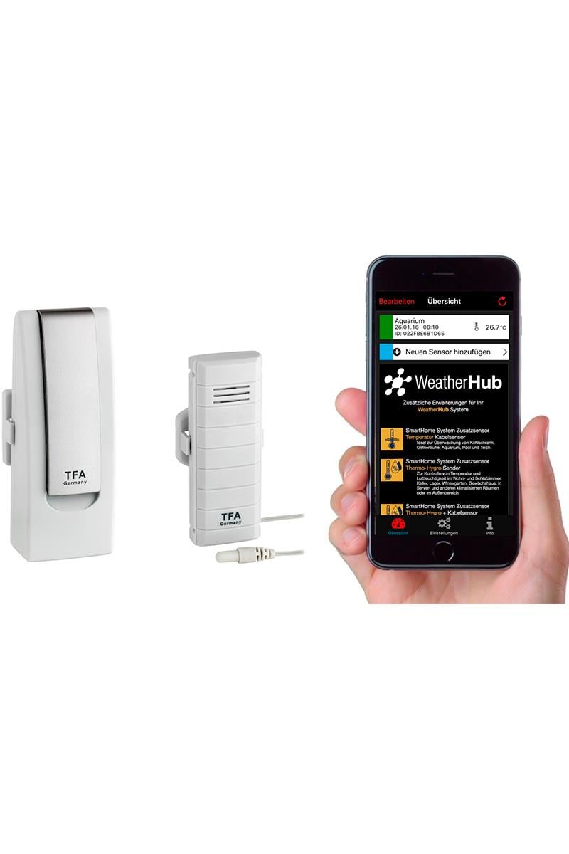TFA 31.4002.02 Weatherhub Kablo Sensörlü Sıcaklık Ölçüm Seti (Akıllı Telefona Alarm Verebilir)