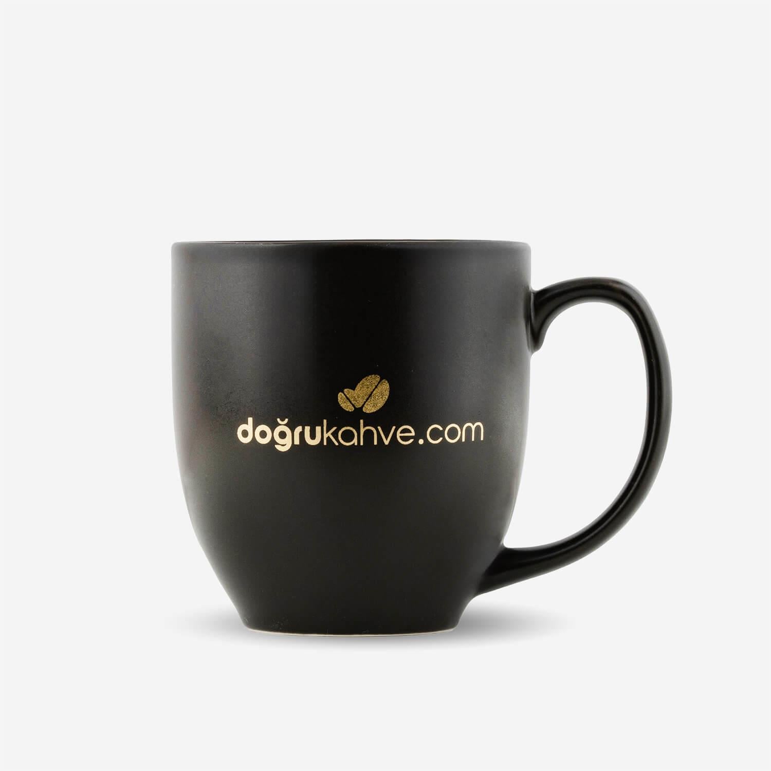 Premium Siyah Porselen Kupa Mug | Doğru Kahve Baskılı 400 ml