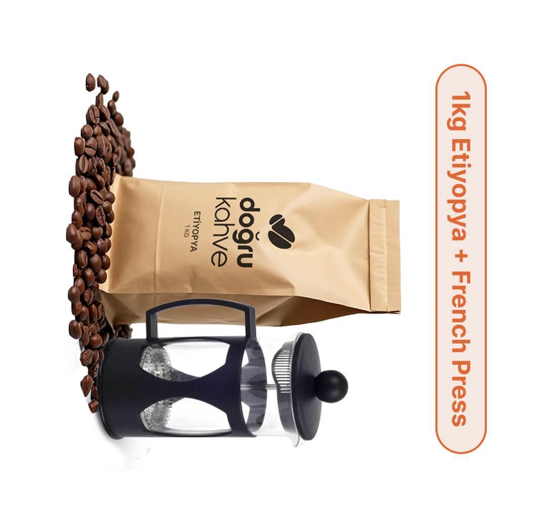 1 Kg Etiyopya Filtre Kahve + French Press
