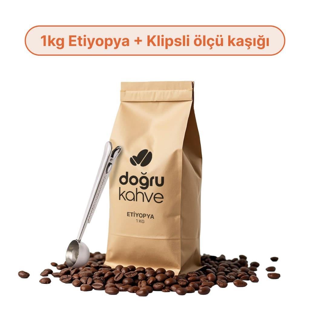 1 Kg Etiyopya Filtre Kahve + Klipsli Ölçü Kaşığı