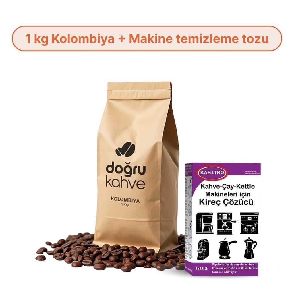 1 Kg Kolombiya Filtre Kahve + Kafiltro Ev Tipi Kahve Makineleri Kireç Temizleyicisi