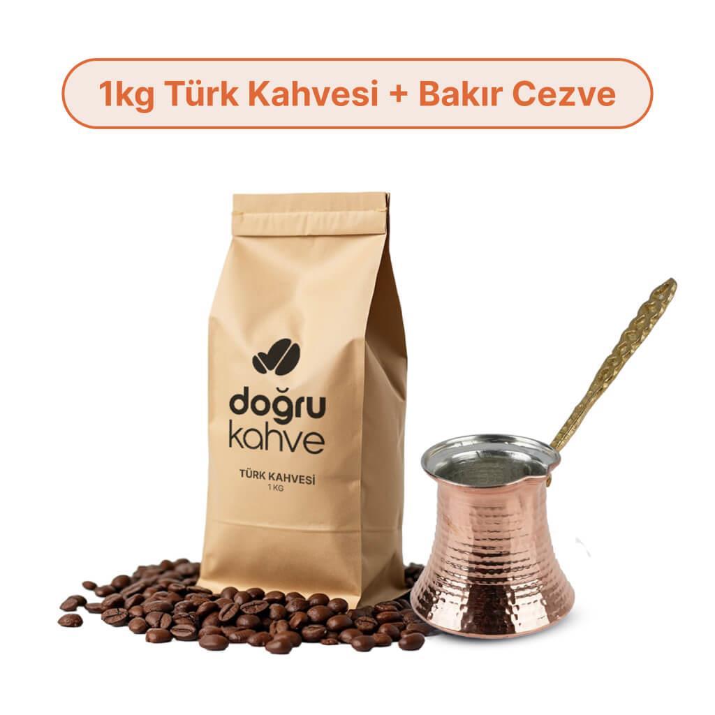 1 Kg Türk Kahvesi + 2 Kişilik Bakır Cezve