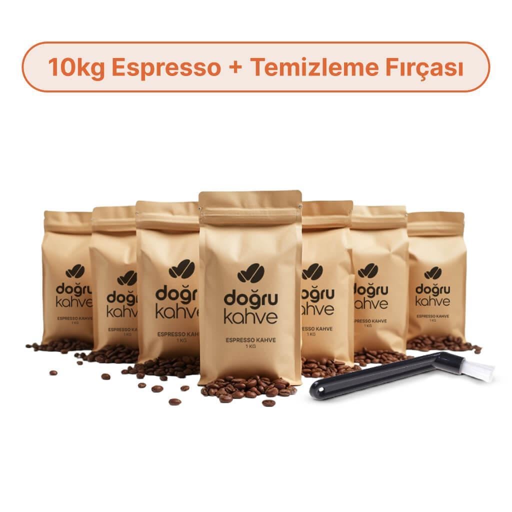 10 Kg Espresso Kahve + Espresso Makinesi Temizleme Fırçası