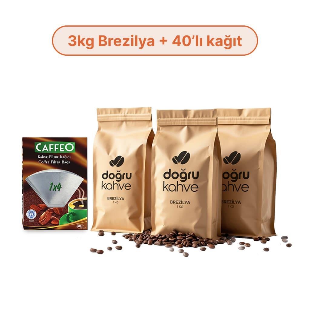 3 Kg Brezilya Filtre Kahve + 40'lı Caffeo Filtre Kağıdı