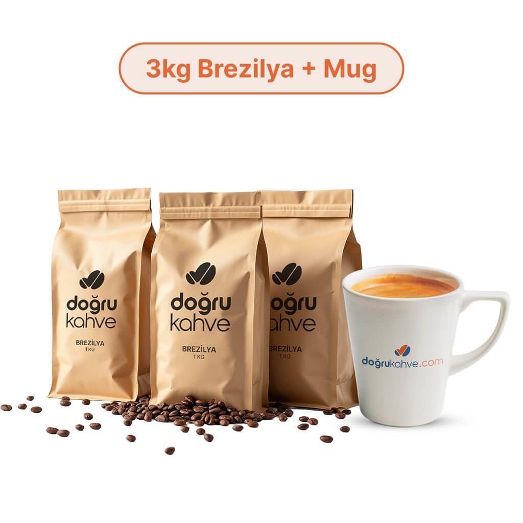 3 Kg Brezilya Filtre Kahve + Baskılı Porselen Mug 220 ml