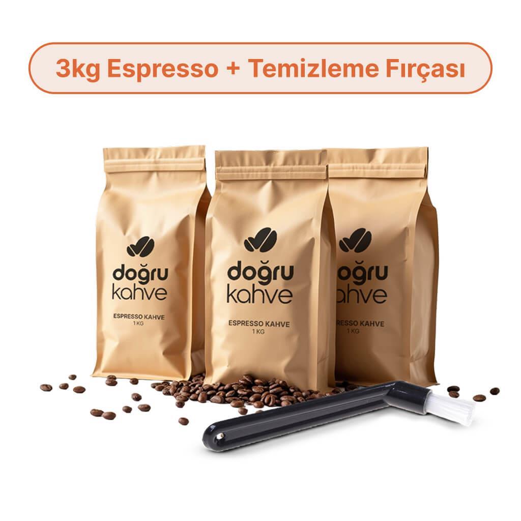 3 Kg Espresso Kahve + Espresso Makinesi Temizleme Fırçası
