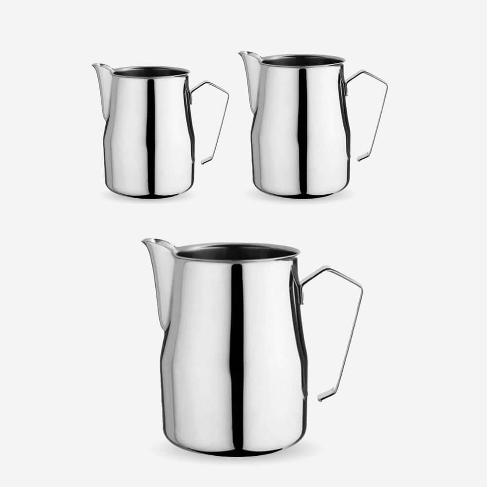 Süt Potu Profesyonel Ördek Ağızlı Latte Art Pitcher Seti - Paslanmaz Çelik | 350ml + 500ml + 700 ml