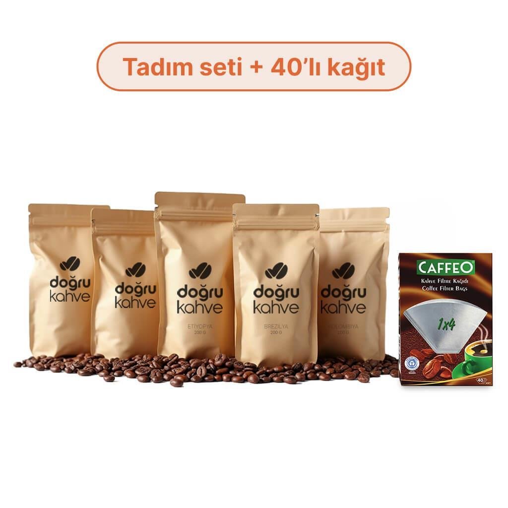 Tadım Seti + 40'lı Caffeo Filtre Kağıdı 1x4