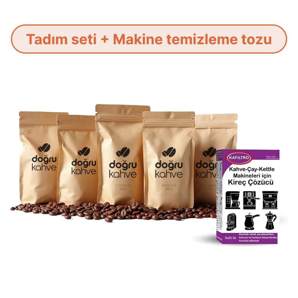 Tadım Seti + Kafiltro Ev Tipi Kahve Makineleri Kireç Temizleyicisi