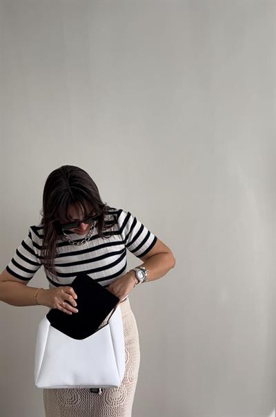 Dantel Beyaz El Kol ve Omuz Çantası 