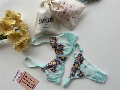 Dantel Blue & Purple Bralet Takımı