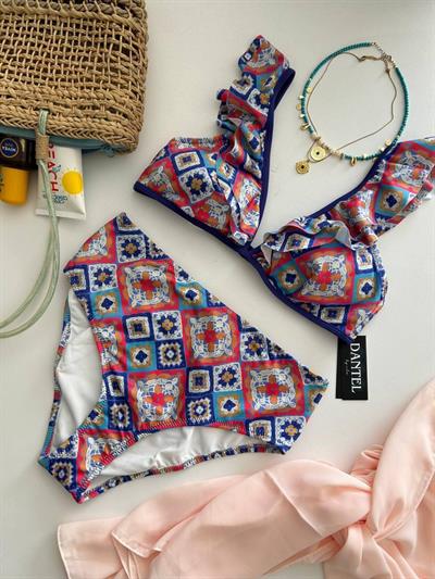 Dantel Datça Yüksek Bel Bikini Takımı