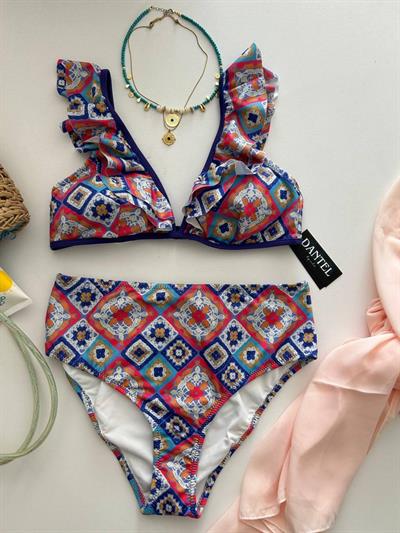 Dantel Datça Yüksek Bel Bikini Takımı
