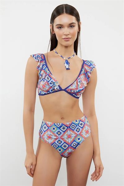 Dantel Datça Yüksek Bel Bikini Takımı