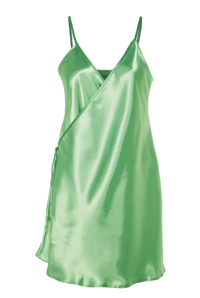 Dantel Şans Kruvaze Bağlama Detaylı Saten Dokuma Gecelik 