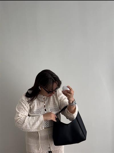 Dantel Siyah El Kol ve Omuz Çantası 