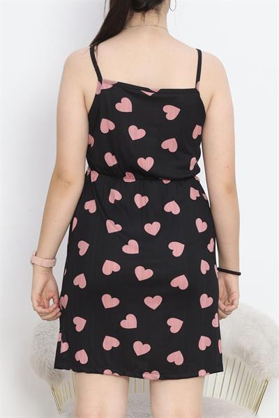 Dantel Siyah Kalpli İp Askılı Gecelik & Elbise