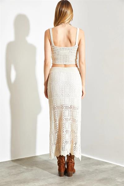 Dantel Tasarım Astarlı Pamuk Etek