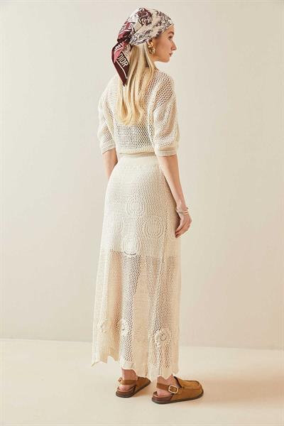 Dantel Tasarım Astarlı Pamuk Etek