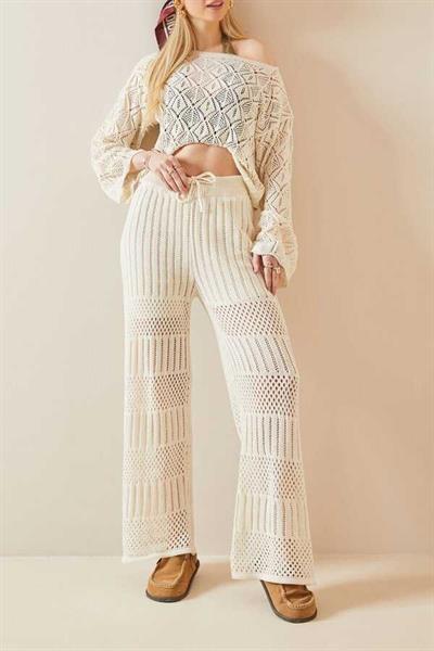 Dantel Tasarım Astarlı Pamuk Pantolon